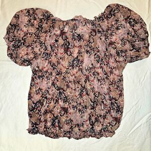 Ella Moss Short Sleeve Vintage Sheer Floral Blouse Extra Small